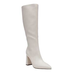 Wild Pair Women's Islah Block Heel Knee High Boots Off White Size 7